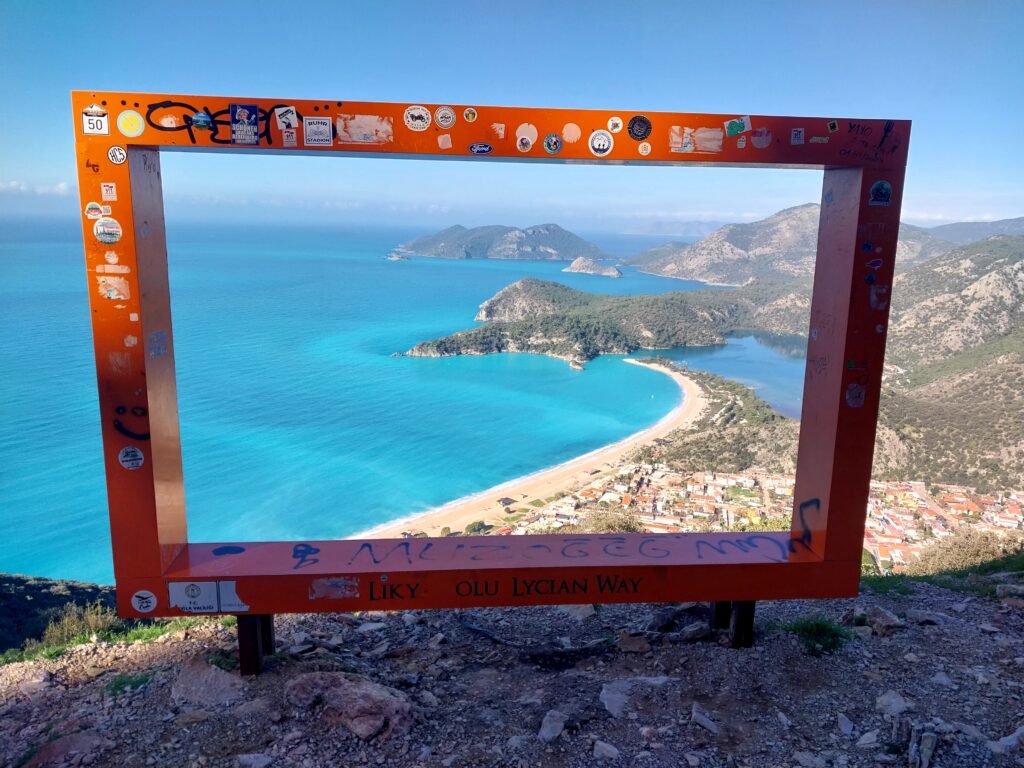 View of Oludeniz from orange frame on the Lyacian way