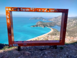 View of Oludeniz from orange frame on the Lyacian way