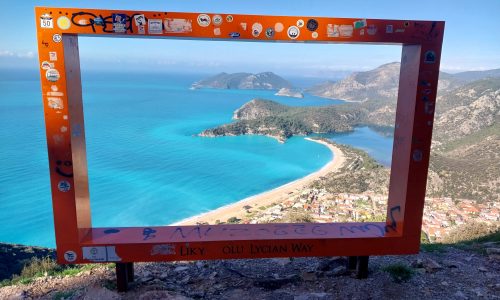 View of Oludeniz from orange frame on the Lyacian way
